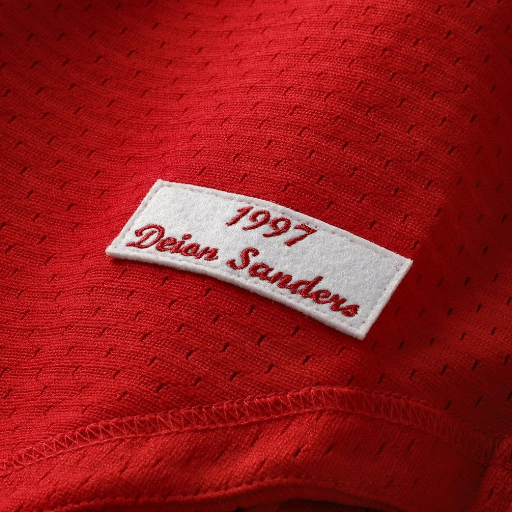 Deion Sanders Cincinnati Reds Mitchell & Ness Cooperstown Mesh Batting Practice Button-Up Jersey Clearance