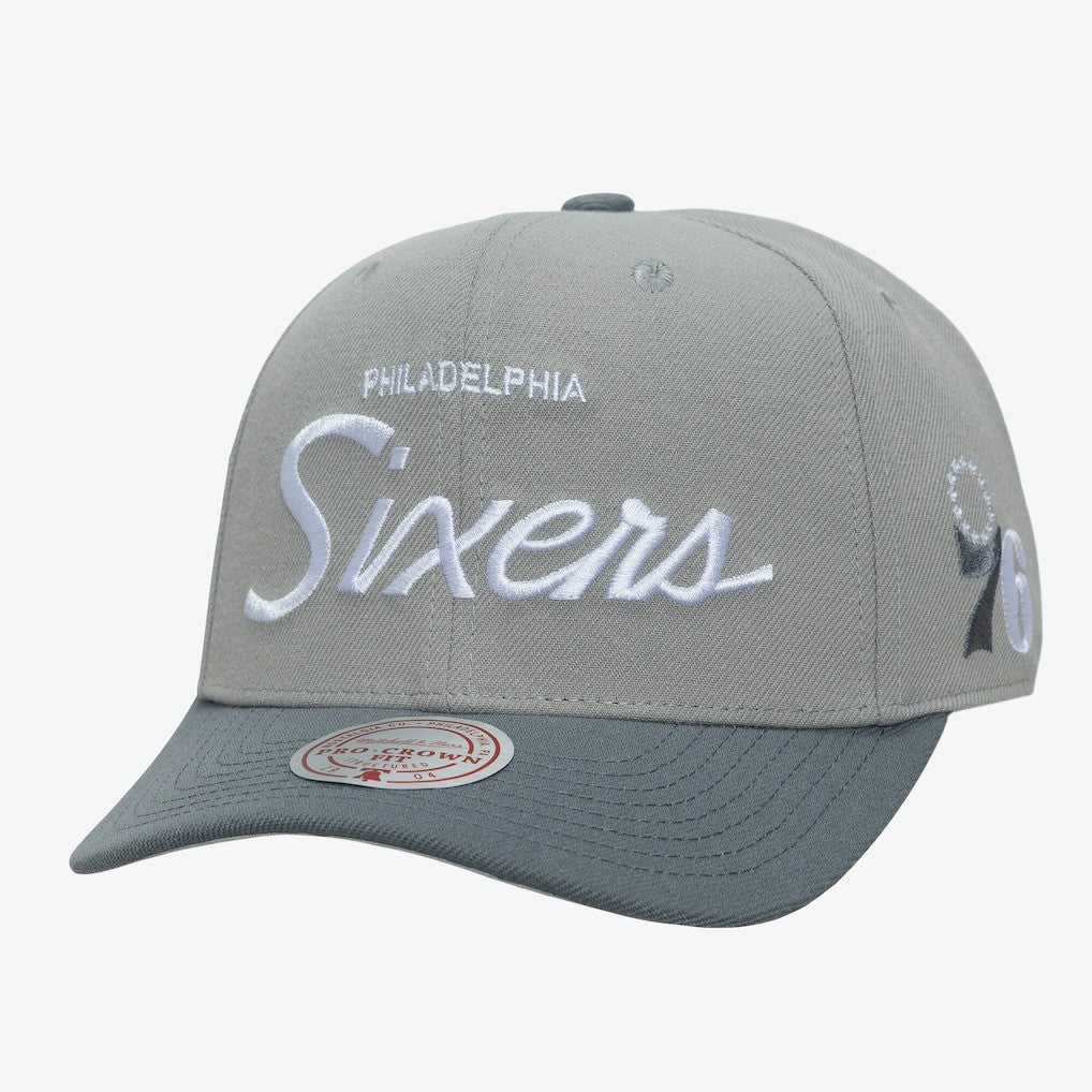 Mitchell & Ness - Philadelphia 76ers Thunderstorm Head Coach Pro Crown Snapback Hat - Gray