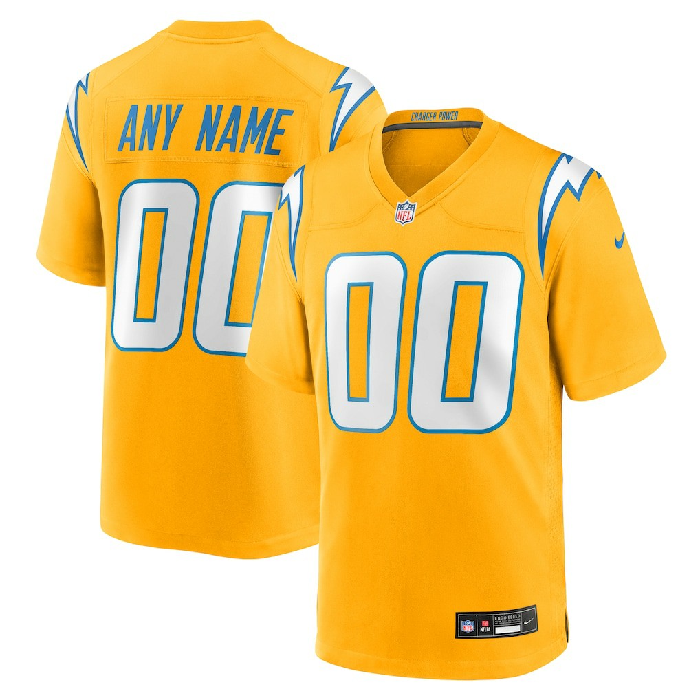 Los Angeles Chargers Alternate Charger Power Game Custom Jersey Gold - Nike