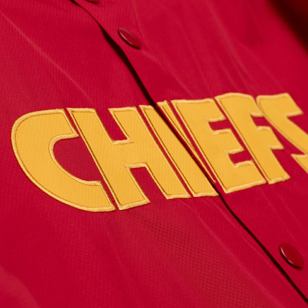 Kansas City Chiefs Coaches Full-Snap Hooded Windbreaker Jacket Red - Mitchell & Ness