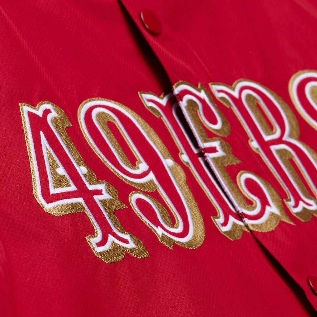 San Francisco 49ers Coaches Full-Snap Hooded Windbreaker Jacket Scarlet - Mitchell & Ness
