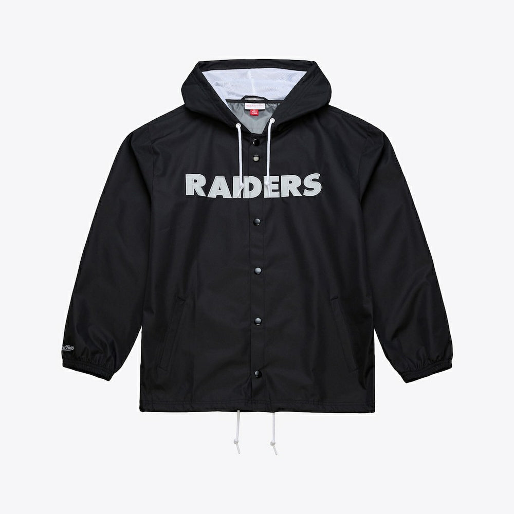 Las Vegas Raiders Coaches Full-Snap Hooded Windbreaker Jacket Black - Mitchell & Ness
