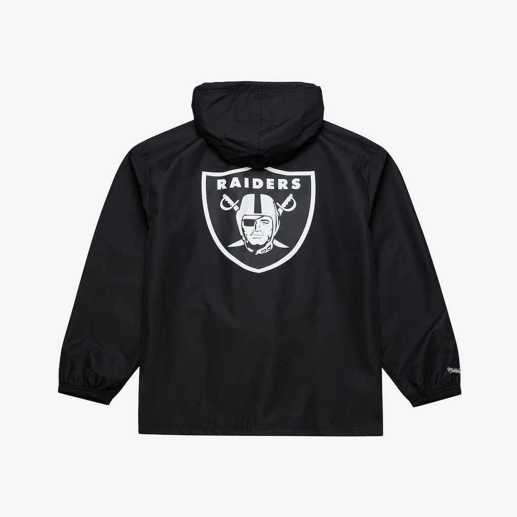 Las Vegas Raiders Coaches Full-Snap Hooded Windbreaker Jacket Black - Mitchell & Ness