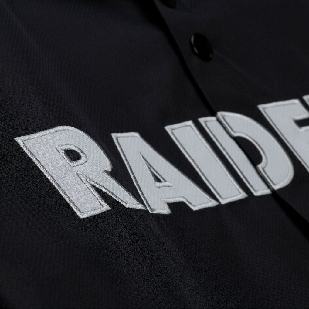 Las Vegas Raiders Coaches Full-Snap Hooded Windbreaker Jacket Black - Mitchell & Ness