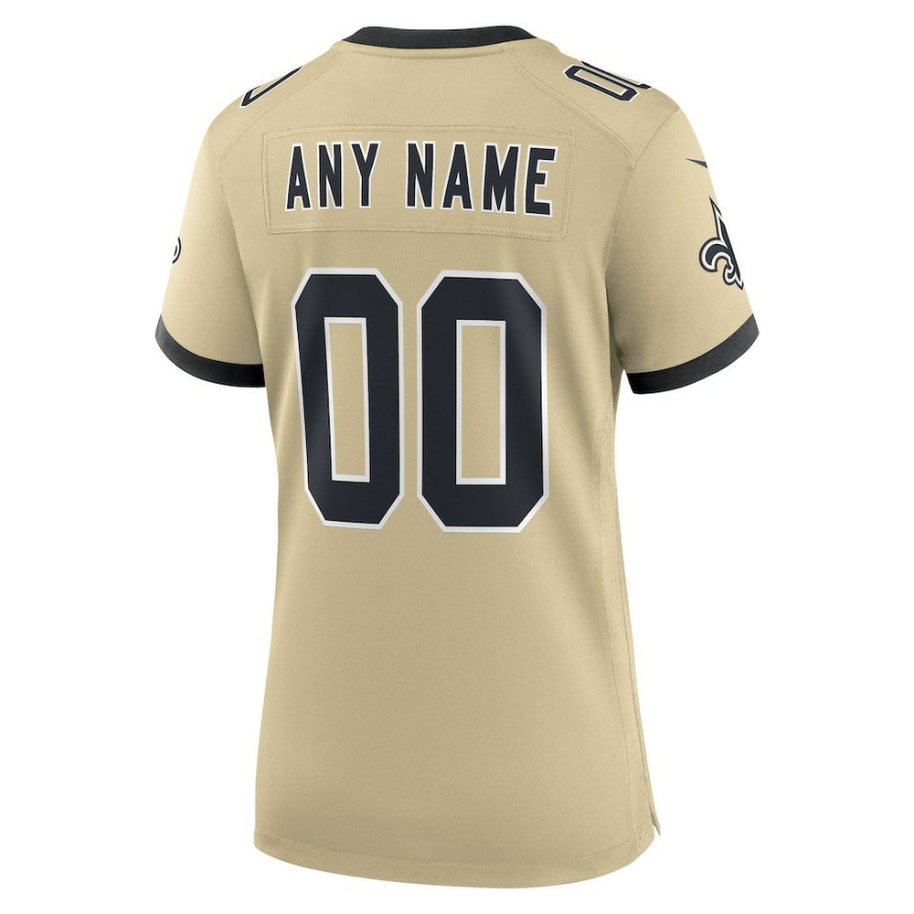 New Orleans Saints Women's Gameday Golds Alternate Custom Game Jersey Gold - Nike