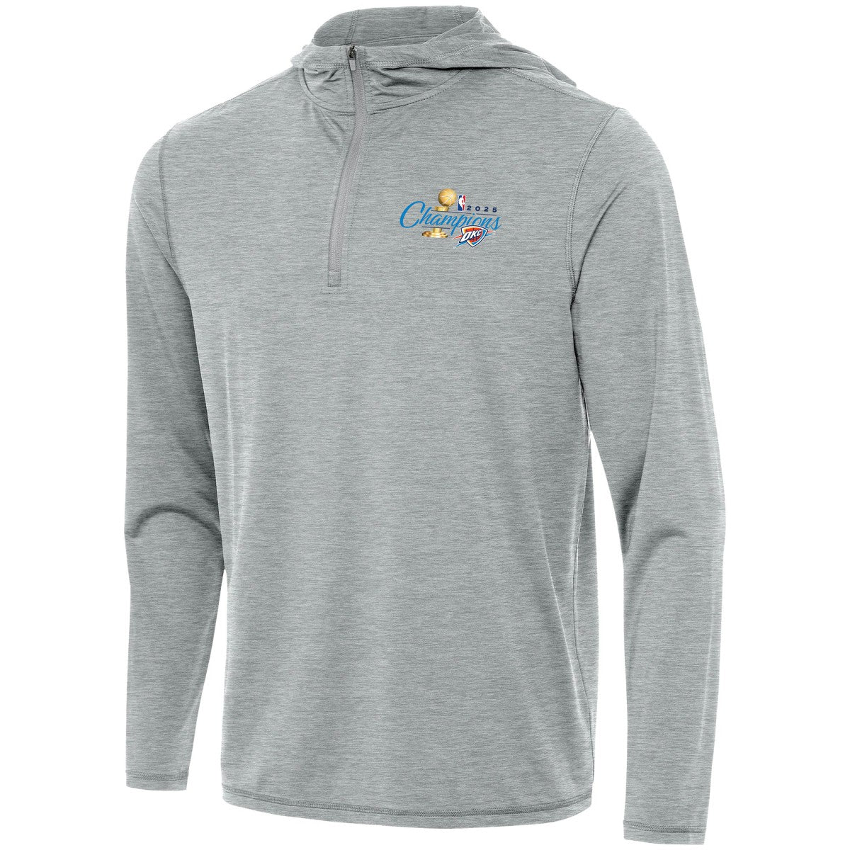 NBA - Oklahoma City Thunder Antigua 2025 NBA Finals Champions Tidy Quarter-Zip Hoodie - Heather Gray