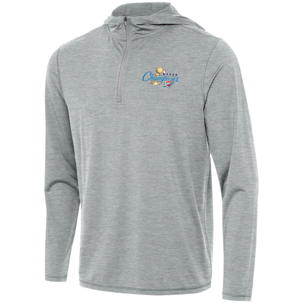 NBA - Oklahoma City Thunder Antigua 2025 NBA Finals Champions Tidy Quarter-Zip Hoodie - Heather Gray