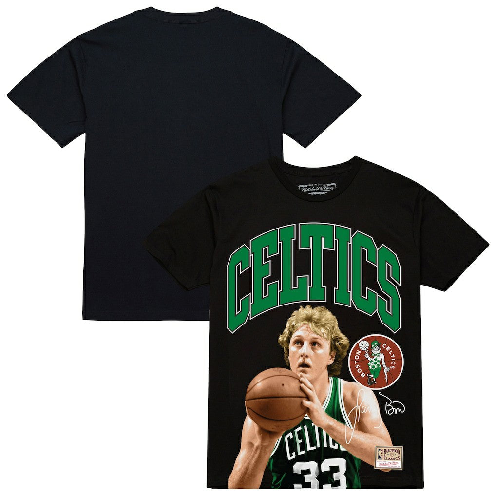 Mitchell & Ness - Larry Bird Boston Celtics Hardwood Classics Player Arch T-Shirt - Black
