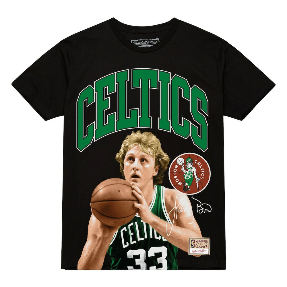 Mitchell & Ness - Larry Bird Boston Celtics Hardwood Classics Player Arch T-Shirt - Black