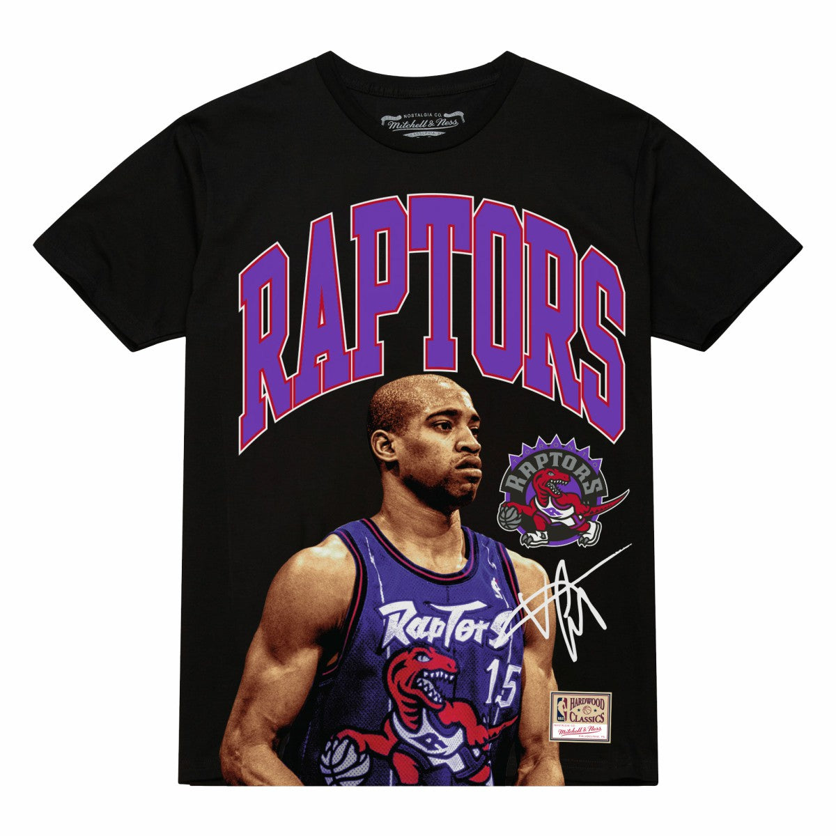 Mitchell & Ness - Vince Carter Toronto Raptors Hardwood Classics Player Arch T-Shirt - Black