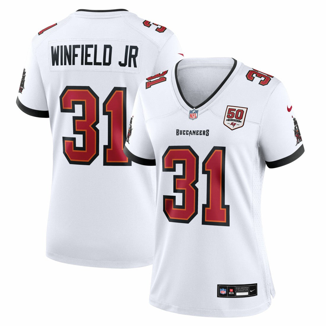 Antoine Winfield Jr. Tampa Bay Buccaneers Women's 50th Season Patch Game Jersey White - Nike