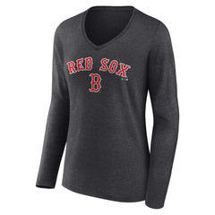 Boston Red Sox Women's Team Lockup Long Sleeve V-Neck T-Shirt Clearance