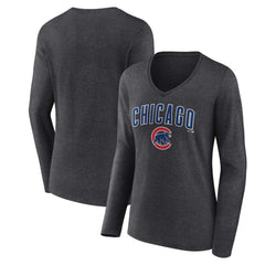Chicago Cubs Women's Team Lockup Long Sleeve V-Neck T-Shirt for sale