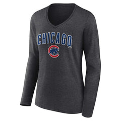 Chicago Cubs Women's Team Lockup Long Sleeve V-Neck T-Shirt for sale