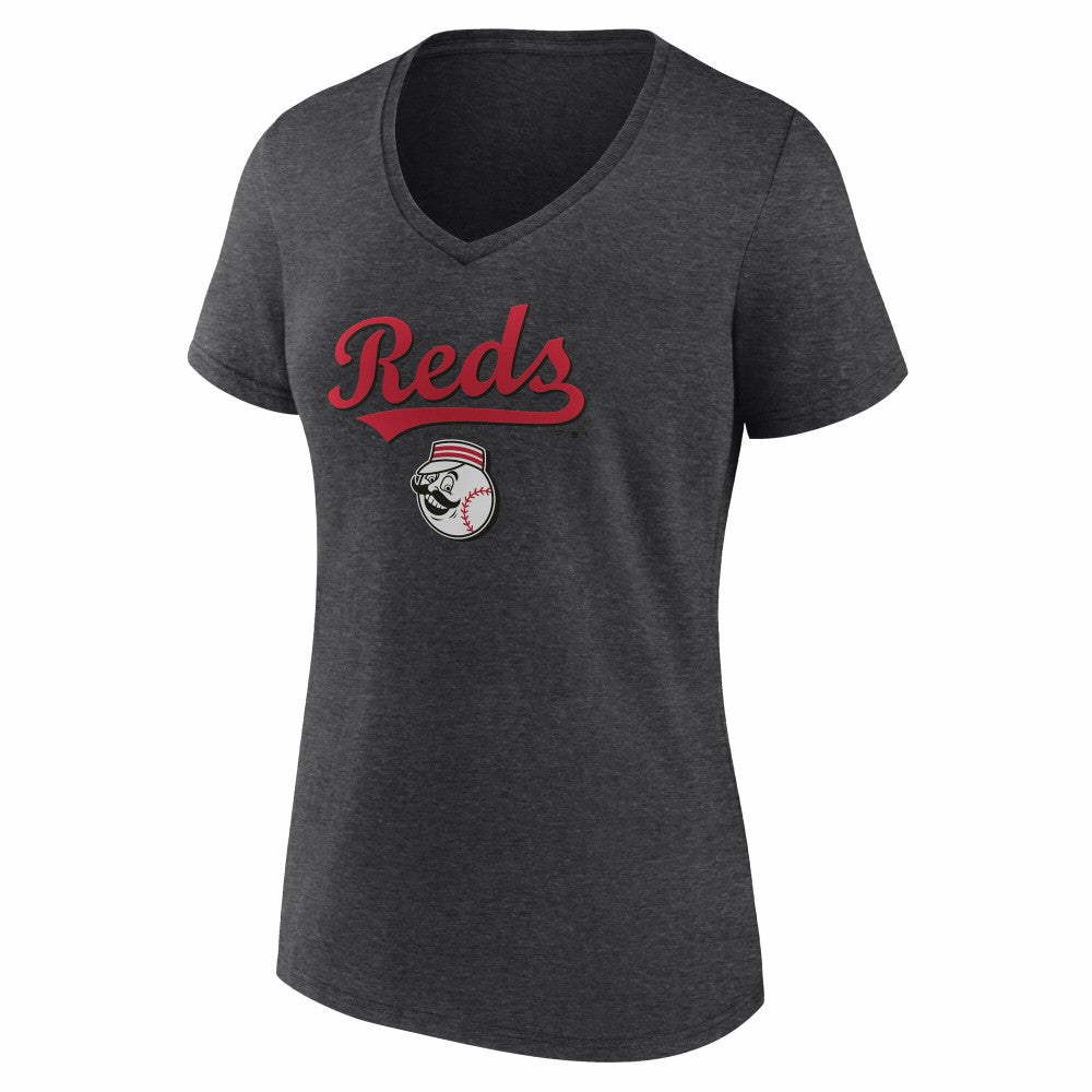 Cincinnati Reds Women's Team Lockup V-Neck T-Shirt Near Me
