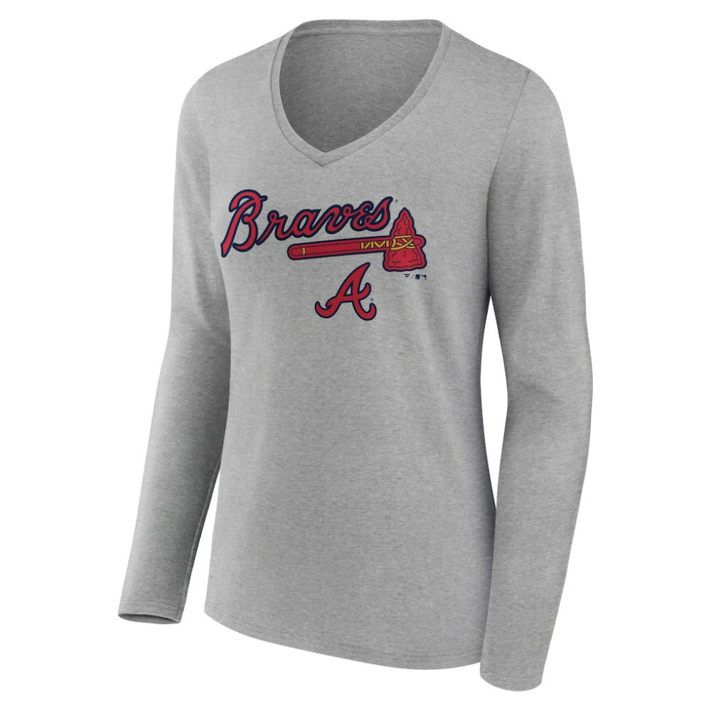 Atlanta Braves Women's Team Lockup Long Sleeve V-Neck T-Shirt Online