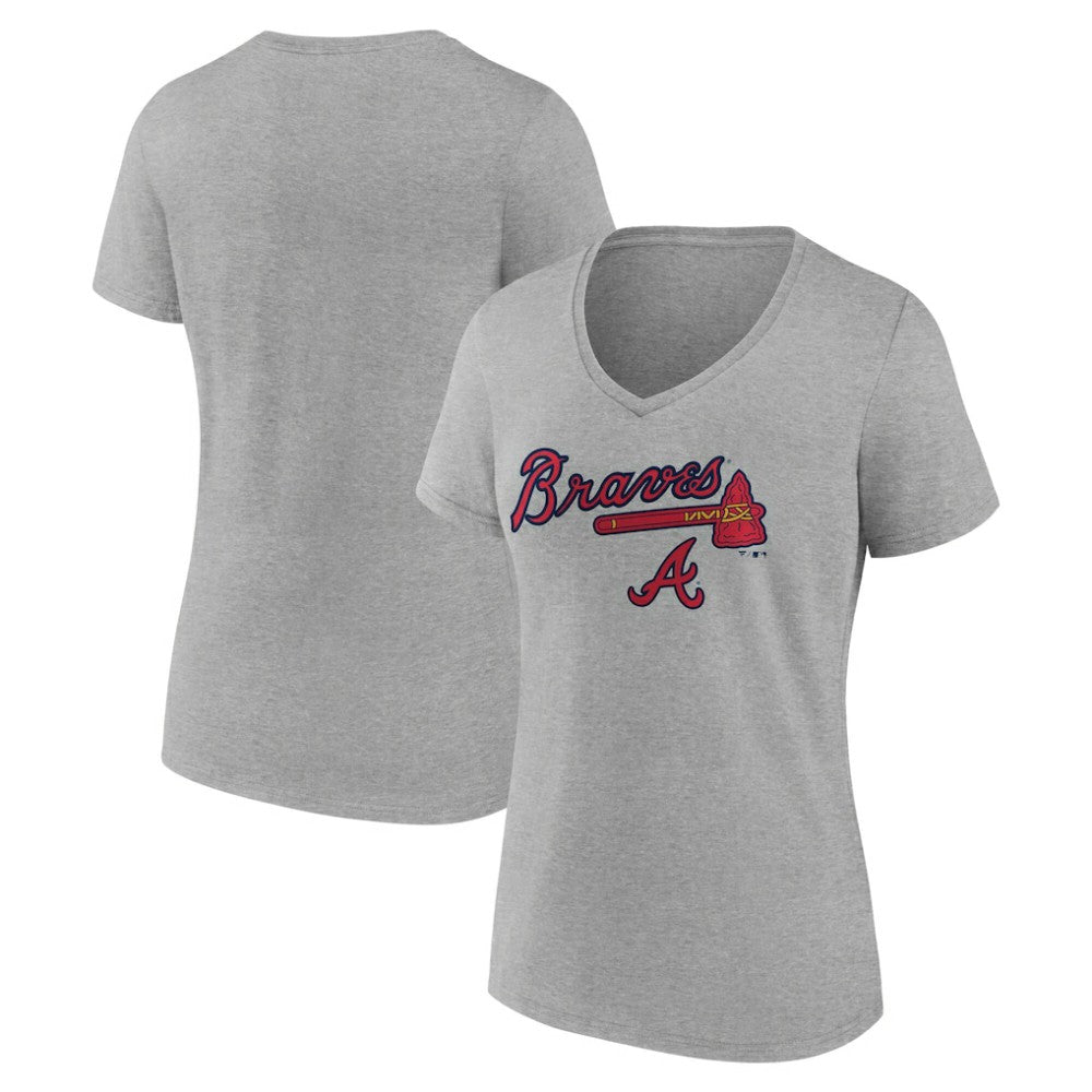 Atlanta Braves Women's Team Lockup V-Neck T-Shirt Sale