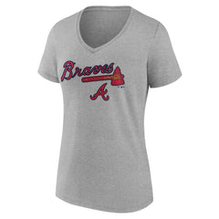 Atlanta Braves Women's Team Lockup V-Neck T-Shirt Sale