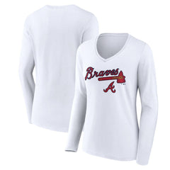 Atlanta Braves Women's Team Lockup Long Sleeve V-Neck T-Shirt Online