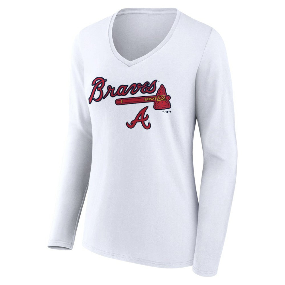 Atlanta Braves Women's Team Lockup Long Sleeve V-Neck T-Shirt Online