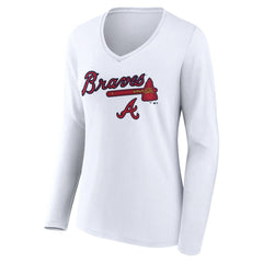 Atlanta Braves Women's Team Lockup Long Sleeve V-Neck T-Shirt Online