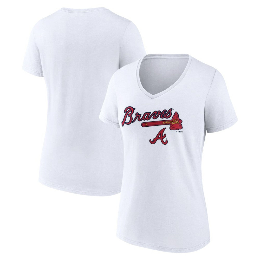 Atlanta Braves Women's Team Lockup V-Neck T-Shirt Sale
