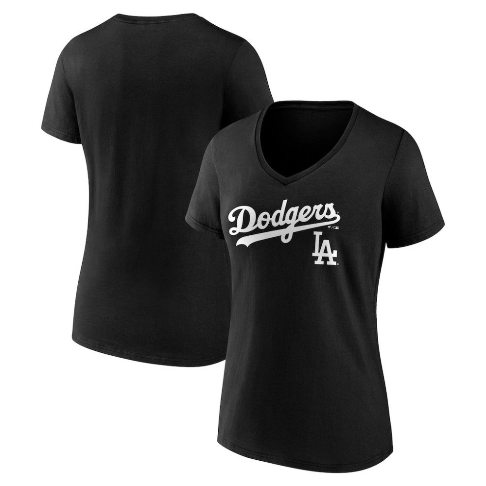 Los Angeles Dodgers Women's Team Lockup V-Neck T-Shirt discount