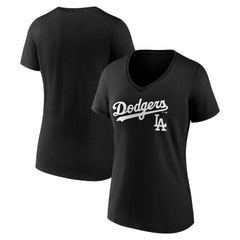 Los Angeles Dodgers Women's Team Lockup V-Neck T-Shirt discount