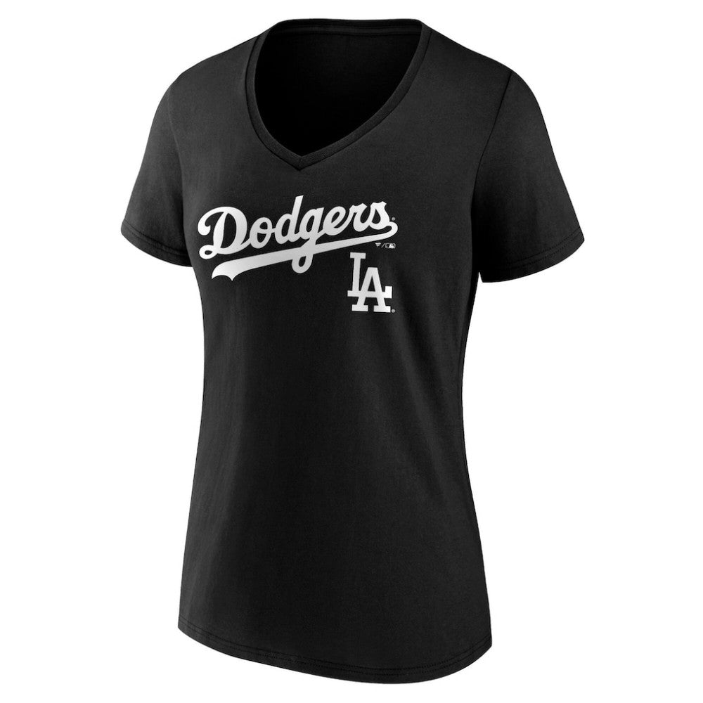 Los Angeles Dodgers Women's Team Lockup V-Neck T-Shirt discount