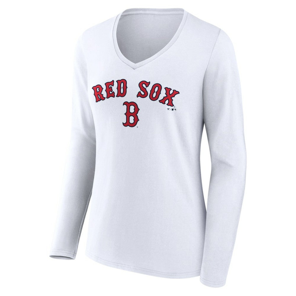 Boston Red Sox Women's Team Lockup Long Sleeve V-Neck T-Shirt discount