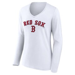 Boston Red Sox Women's Team Lockup Long Sleeve V-Neck T-Shirt discount