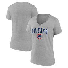 Chicago Cubs Women's Team Lockup V-Neck T-Shirt Lifestyle