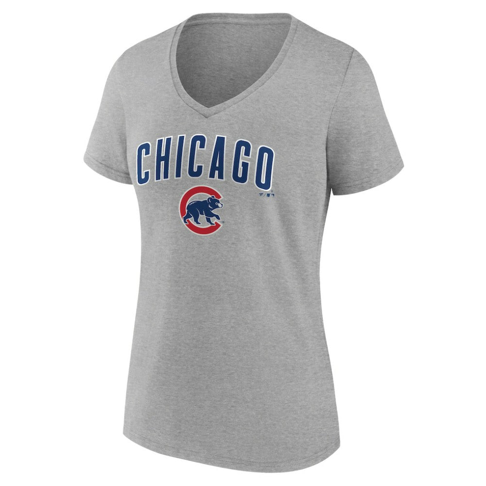 Chicago Cubs Women's Team Lockup V-Neck T-Shirt Lifestyle