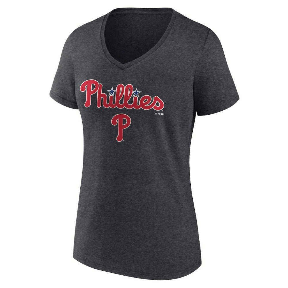Philadelphia Phillies Women's Team Lockup V-Neck T-Shirt Clearance