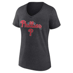 Philadelphia Phillies Women's Team Lockup V-Neck T-Shirt Clearance
