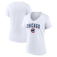 Chicago Cubs Women's Team Lockup V-Neck T-Shirt Clearance