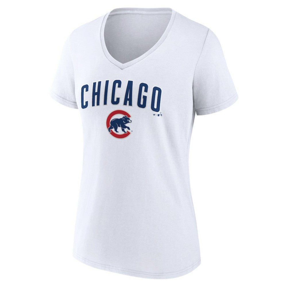 Chicago Cubs Women's Team Lockup V-Neck T-Shirt Clearance