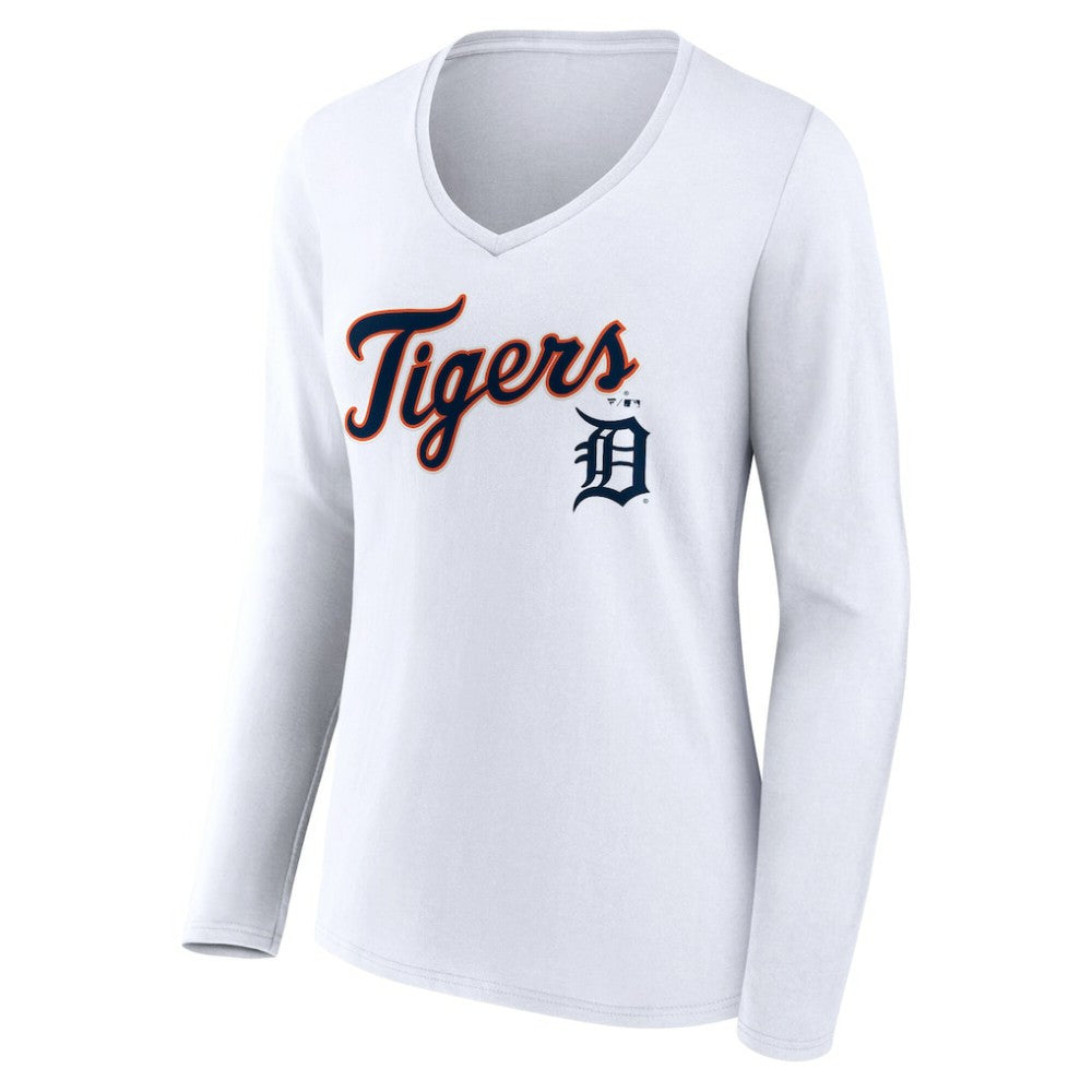 Detroit Tigers Women's Team Lockup Long Sleeve V-Neck T-Shirt Sale