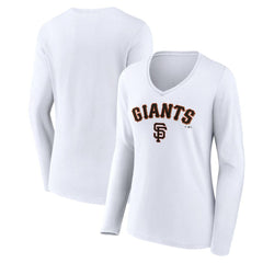 San Francisco Giants Women's Team Lockup Long Sleeve V-Neck T-Shirt On Sale