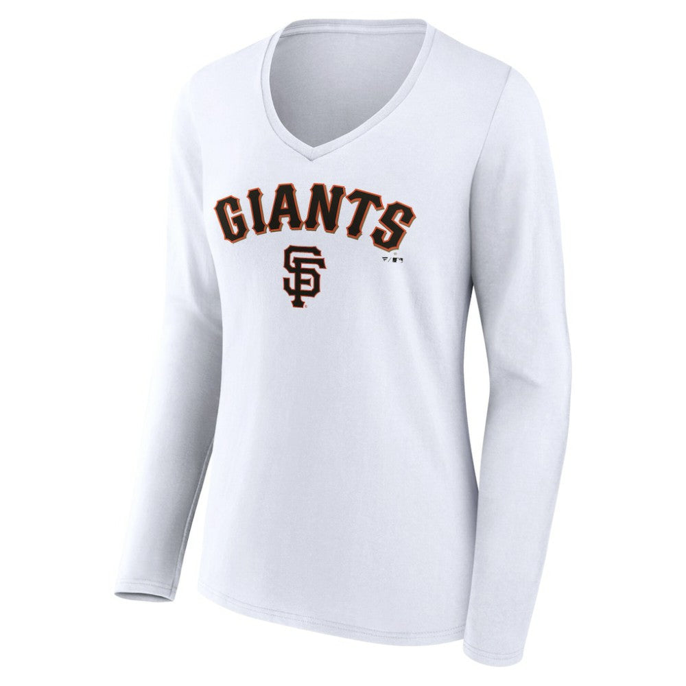San Francisco Giants Women's Team Lockup Long Sleeve V-Neck T-Shirt On Sale