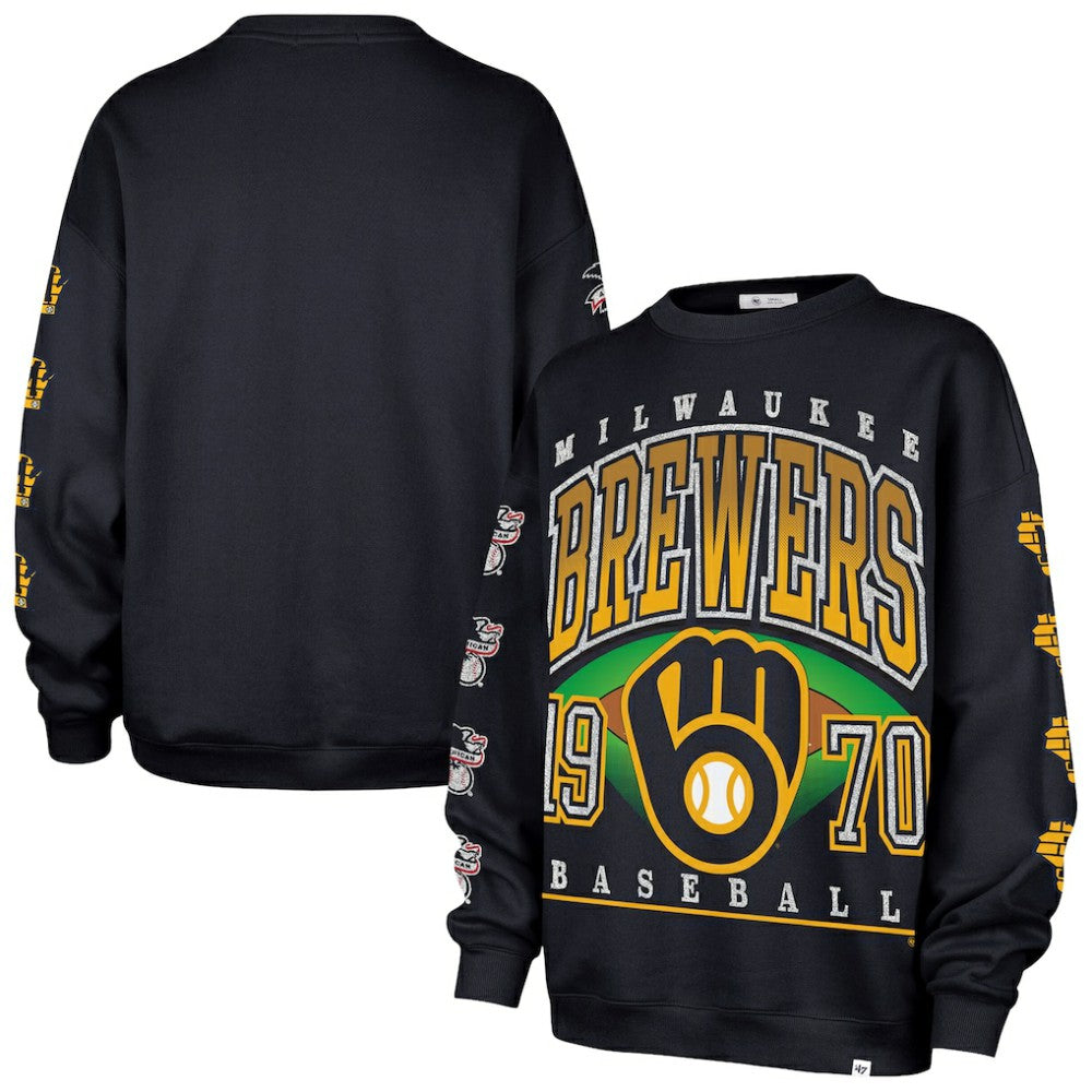 Milwaukee Brewers '47 Women's Trendy Team Go Big Oversized Sweatshirt Online