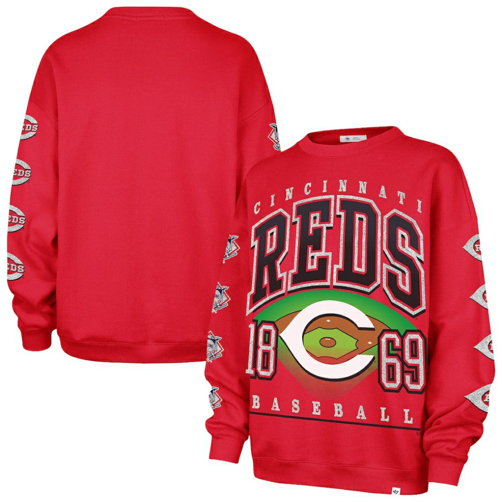 Cincinnati Reds '47 Women's Trendy Team Go Big Oversized Sweatshirt On Sale