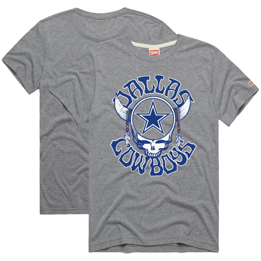 Dallas Cowboys Homage NFL x Grateful Dead Tri-Blend T-Shirt Gray - NFL