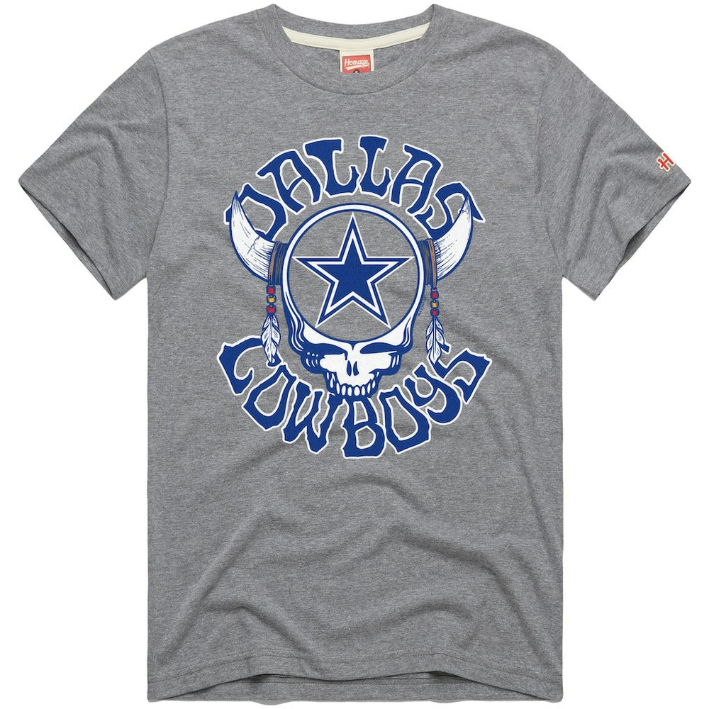 Dallas Cowboys Homage NFL x Grateful Dead Tri-Blend T-Shirt Gray - NFL
