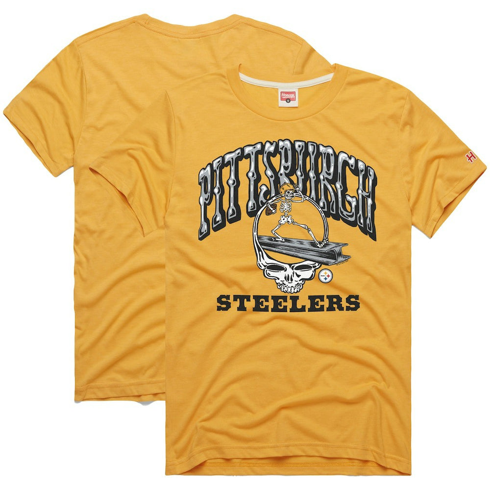 Pittsburgh Steelers Homage NFL x Grateful Dead Tri-Blend T-Shirt Gold - NFL