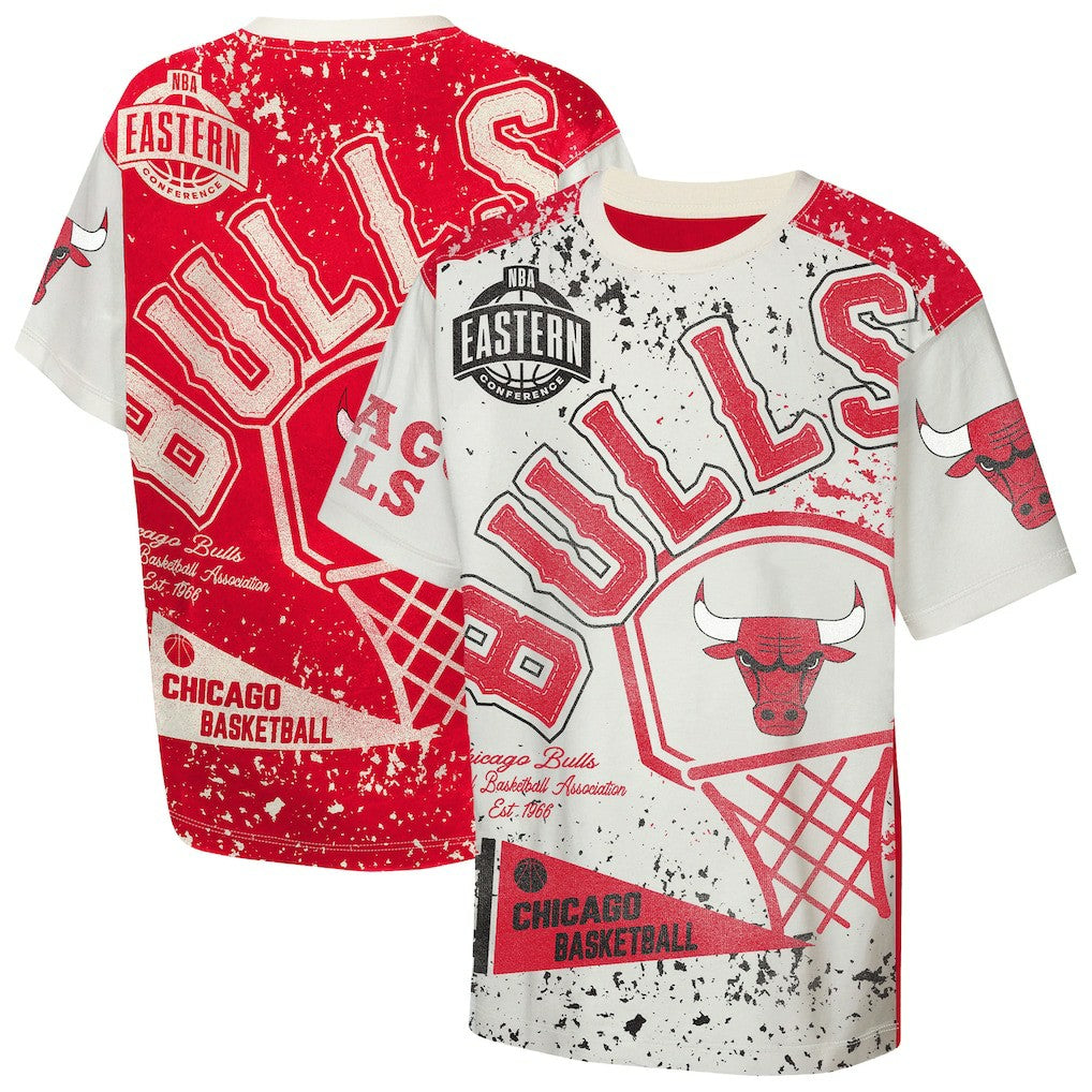 NBA - Chicago Bulls Outerstuff Youth Top Player All-Over-Print T-Shirt - Cream