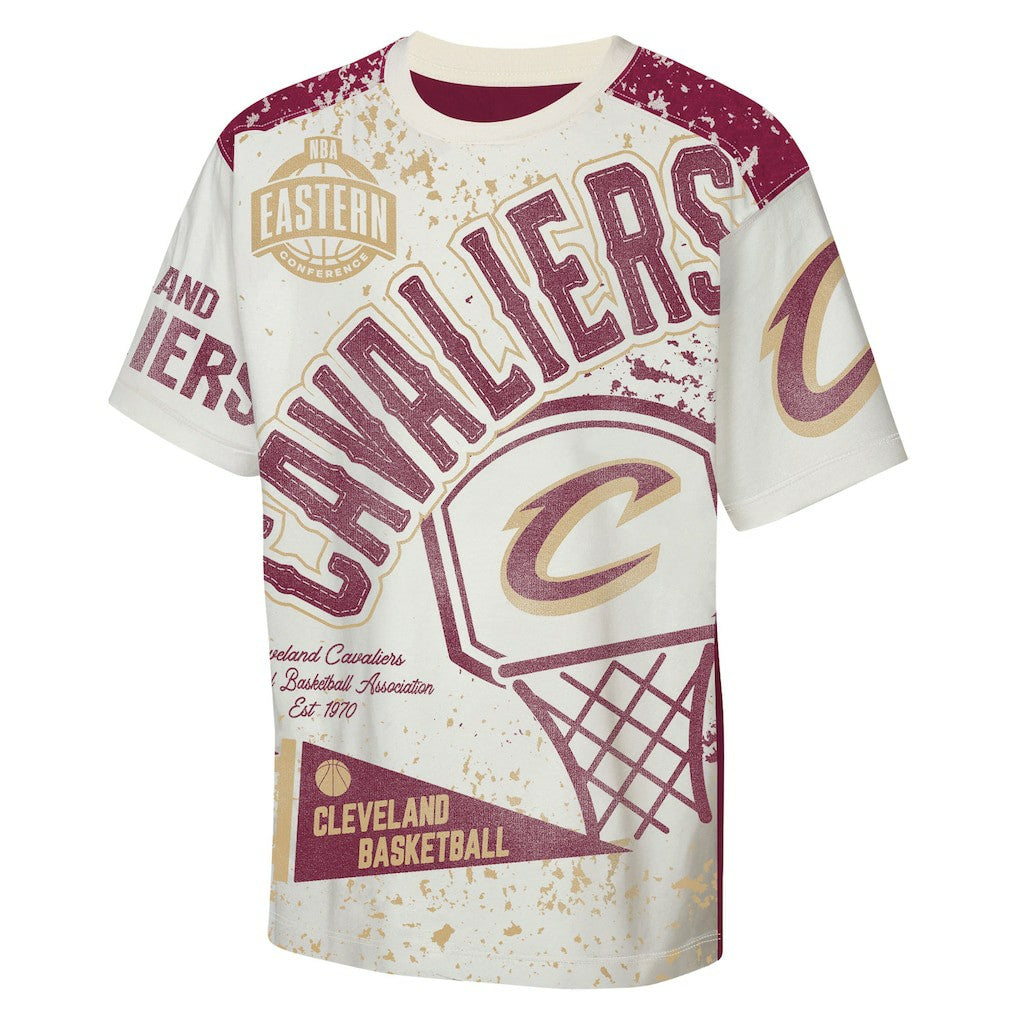 NBA - Cleveland Cavaliers Outerstuff Youth Top Player All-Over-Print T-Shirt - Cream