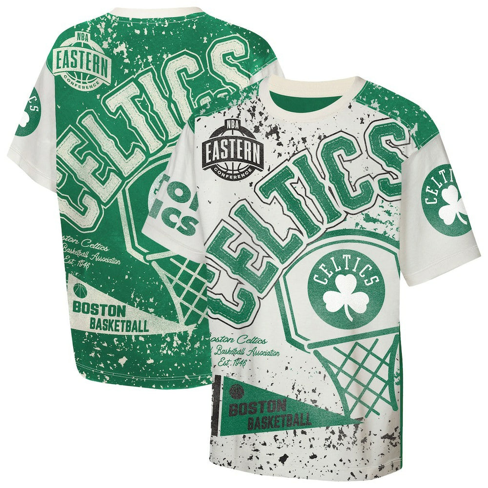 NBA - Boston Celtics Outerstuff Youth Top Player All-Over-Print T-Shirt - Cream