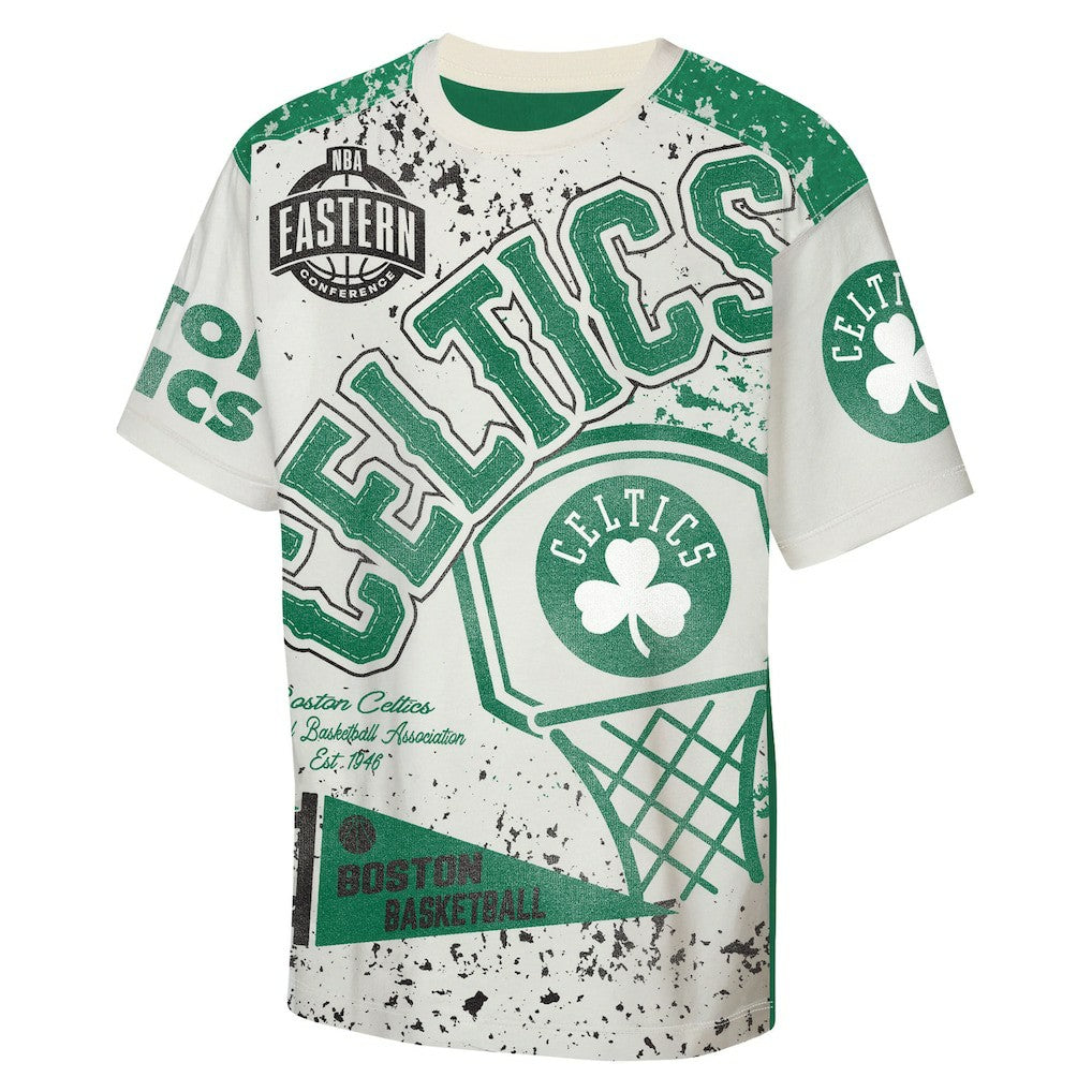 NBA - Boston Celtics Outerstuff Youth Top Player All-Over-Print T-Shirt - Cream
