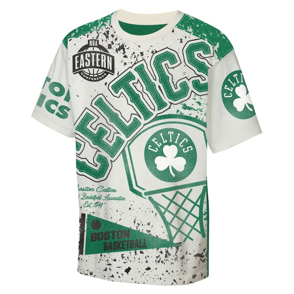 NBA - Boston Celtics Outerstuff Youth Top Player All-Over-Print T-Shirt - Cream